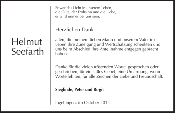 Traueranzeige von Helmut Seefarth 
