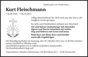 Traueranzeige von Kurt Fleischmann 