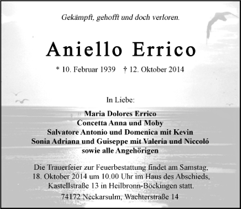 Traueranzeige von Aniello Errico 