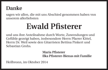 Traueranzeige von Ewald Pfisterer 