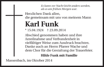 Traueranzeige von Karl Funk 