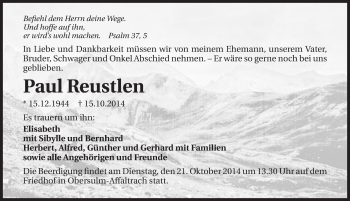 Traueranzeige von Paul Reustlen 