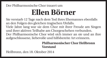 Traueranzeige von Ellen Börner 