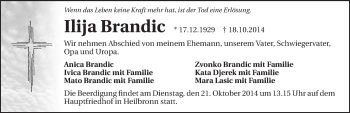 Traueranzeige von Ilija Brandic 