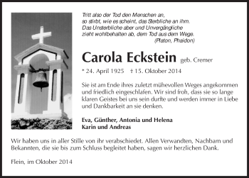 Traueranzeige von Carola Eckstein 