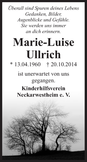 Traueranzeige von Marie-Luise Ullrich 