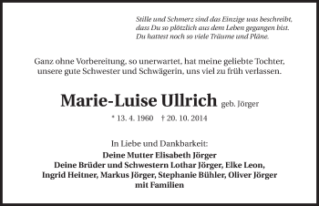 Traueranzeige von Marie-Luise Ullrich 