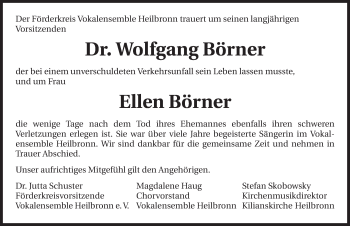 Traueranzeige von Wolfgang Börner 