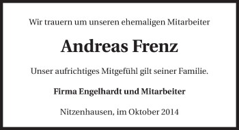 Traueranzeige von Andreas Frenz 