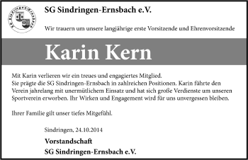 Traueranzeige von Karin Kern 