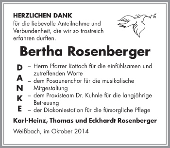 Traueranzeige von Berta Rosenberger 