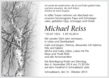 Traueranzeige von Michael Reiss 