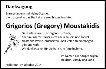 Traueranzeige von Grigorios Moustakidis 