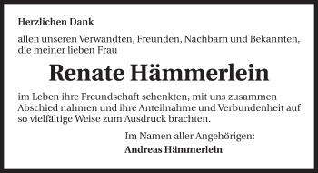 Traueranzeige von Renate Hämmerlein 
