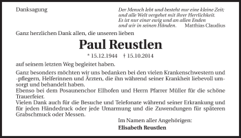 Traueranzeige von Paul Reustlen 