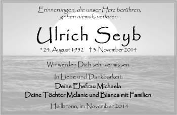 Traueranzeige von Ulrich Seyb 