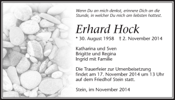 Traueranzeige von Erhard Hock 