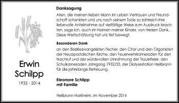 Traueranzeige von Erwin Schilpp 