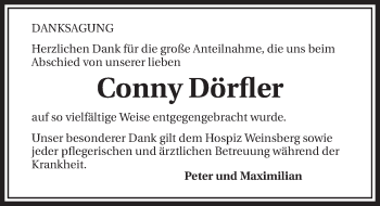 Traueranzeige von Conny Dörfler 