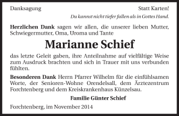 Traueranzeige von Marianne Schief 