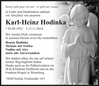 Traueranzeige von Karl-Heinz Hodinka 