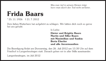 Traueranzeige von kann man durch den Tod nic Was man tief in seinem Herzen trägt 