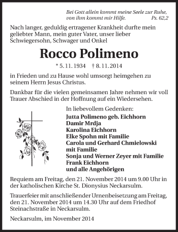 Traueranzeige von Rocco Polimeno 