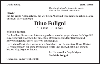 Traueranzeige von Dino Fuligni 