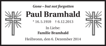 Traueranzeige von Paul Bramhald 
