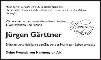 Traueranzeige von Jürgen Gärttner 