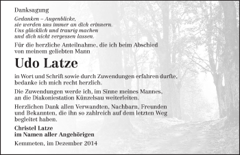 Traueranzeige von Udo Latze 