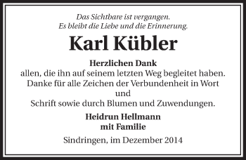 Traueranzeige von Karl Kübler 