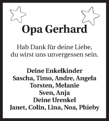 Traueranzeige von Gerhard Stanschus 