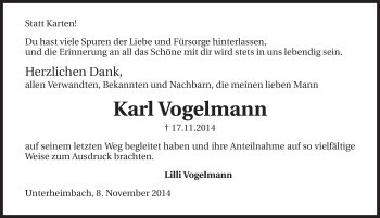Traueranzeige von Karl Vogelmann 