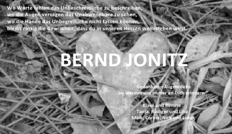  Traueranzeige für Bernd Jonitz vom 30.07.2012 aus 