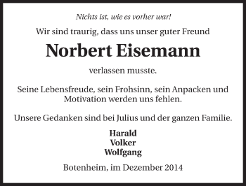 Traueranzeige von Norbert Eisemann 