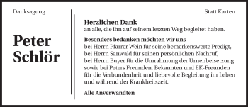 Traueranzeige von Peter Schlör 