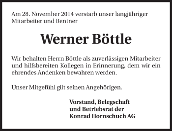 Traueranzeige von Werner Böttle 