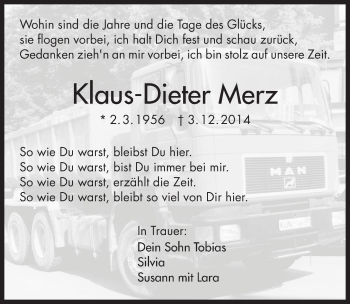 Traueranzeige von Klaus-Dieter Merz 
