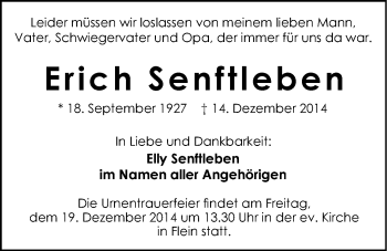 Traueranzeige von Erich Senftleben 