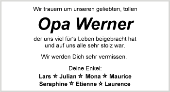 Traueranzeige von Werner Dehn 