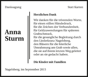 Traueranzeige von Anna Sturm 