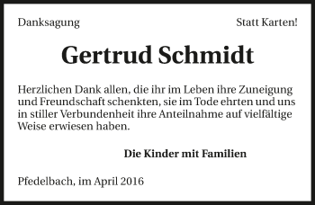 Traueranzeige von Gertrud Schmidt 