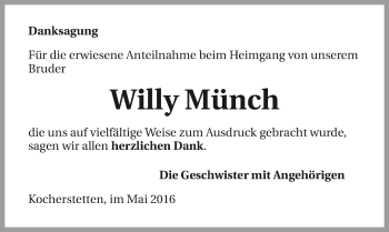 Traueranzeige von Willy Münch 