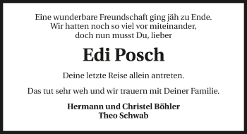 Traueranzeige von Edi Posch 