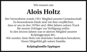 Traueranzeige von Alois Holtz 
