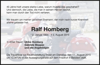 Traueranzeige von Ralf Homberg 
