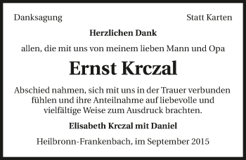 Traueranzeige von Ernst Krczal 
