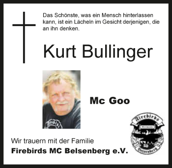 Traueranzeige von Kurt Bullinger 