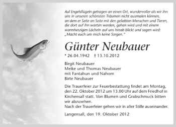 Traueranzeige von Günter Neubauer 
